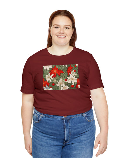 Holiday Flowers, Soft 100% Jersey Cotton T-Shirt, Unisex, Short Sleeve, Retail Fit