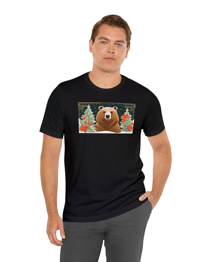 Art Deco Holiday Bear, Soft 100% Jersey Cotton T-Shirt, Unisex, Short Sleeve, Retail Fit