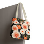 Art Deco Flowers Tote Bag with Cotton Handles For Everyday Use, 3 Sizes
