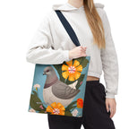 Pigeon and Yellow Flowers Tote Bag with Cotton Handles For Everyday Use, 3 Sizes