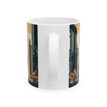 Art Deco City Cat Ceramic Mug