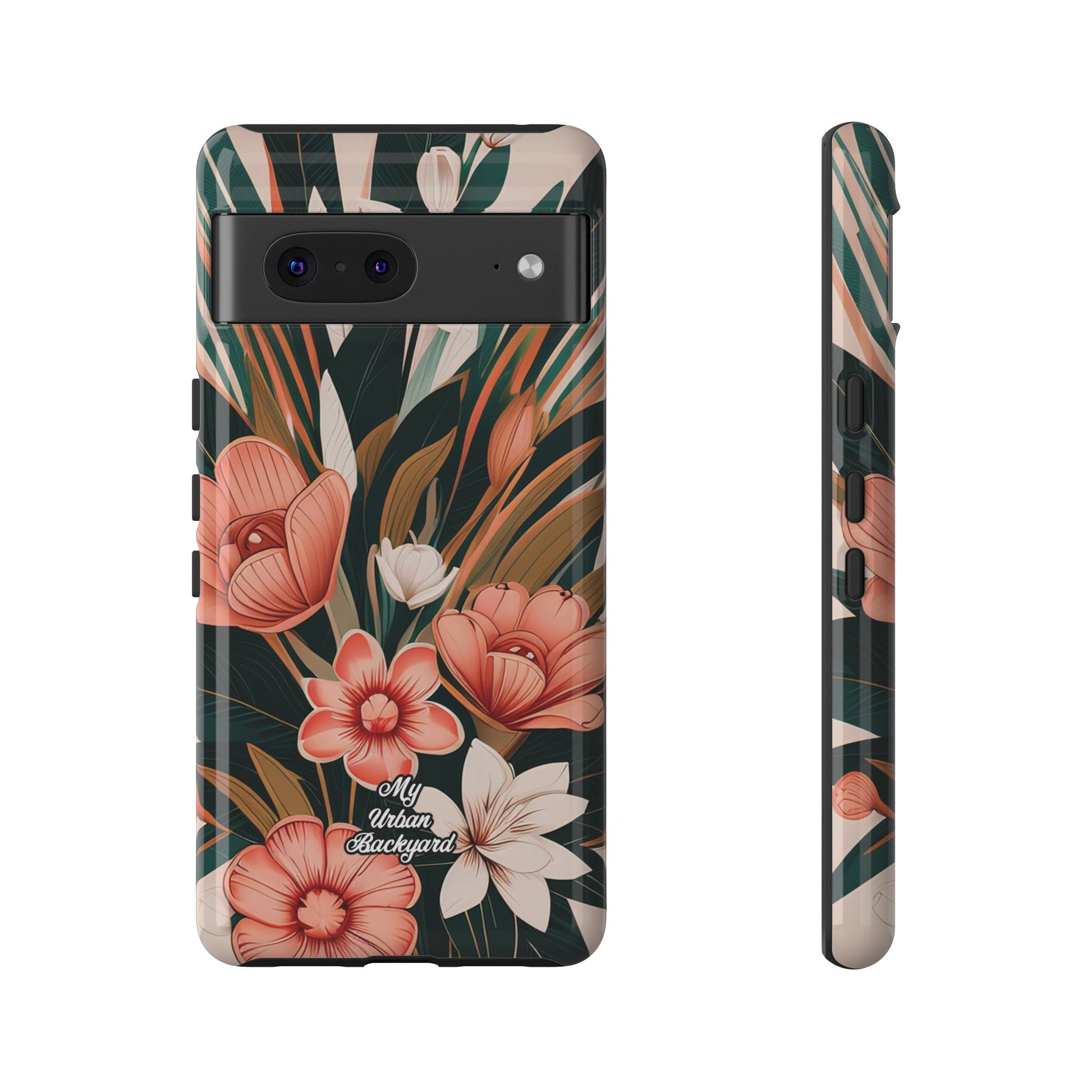 Peach Art Deco Flowers, Cell Phone Case - Apple, Samsung, Google Pixel