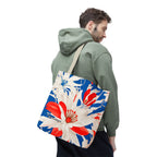 Red White & Blue Flowers Tote Bag with Cotton Handles For Everyday Use, 3 Sizes