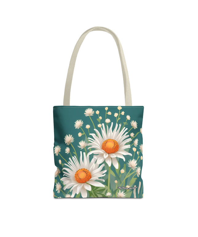 White Flowers Tote Bag with Cotton Handles For Everyday Use, 3 Sizes