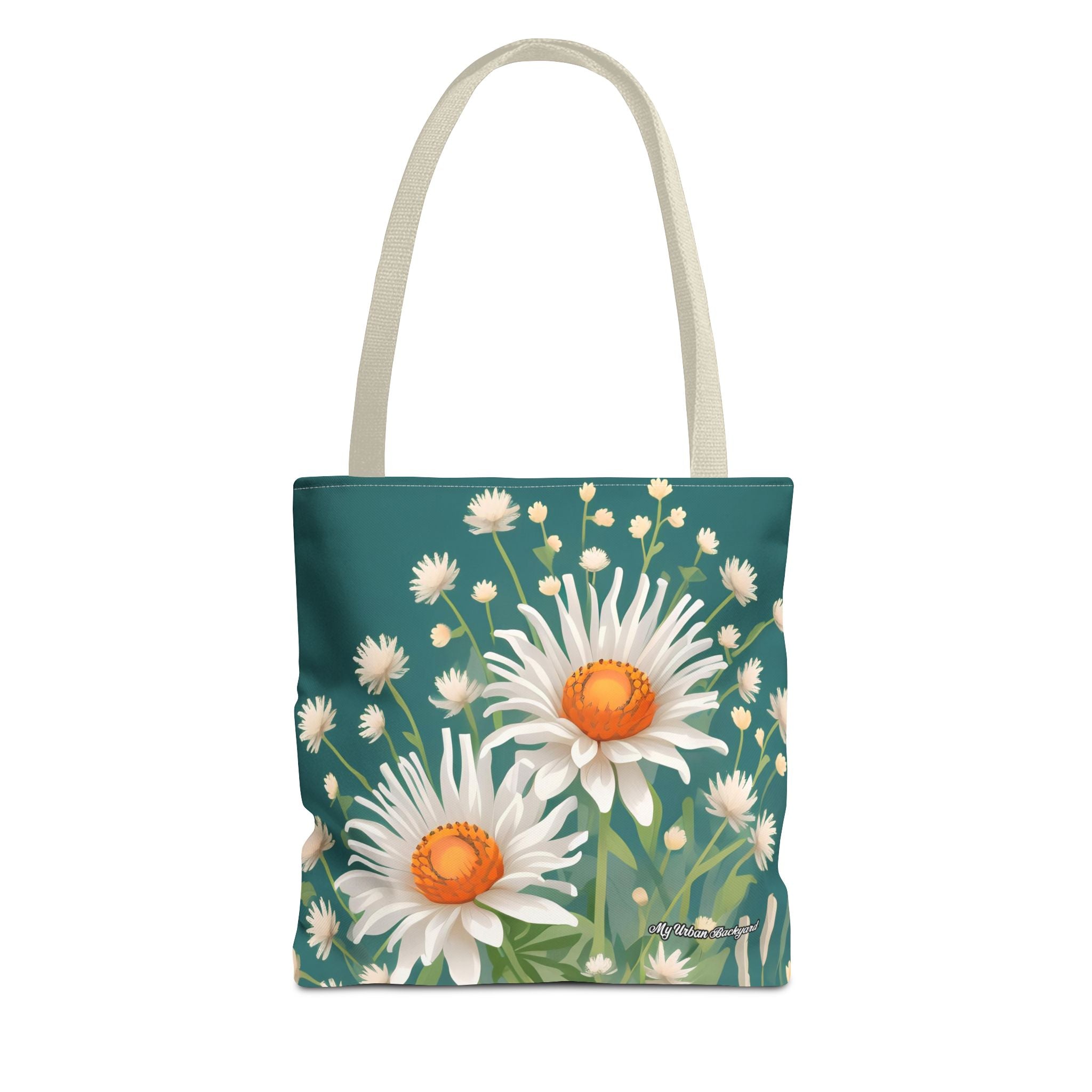 White Flowers Tote Bag with Cotton Handles For Everyday Use, 3 Sizes
