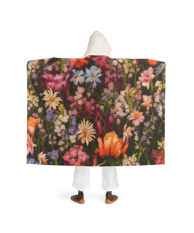 Field of Flowers, Cozy Hooded Sherpa Fleece Blanket