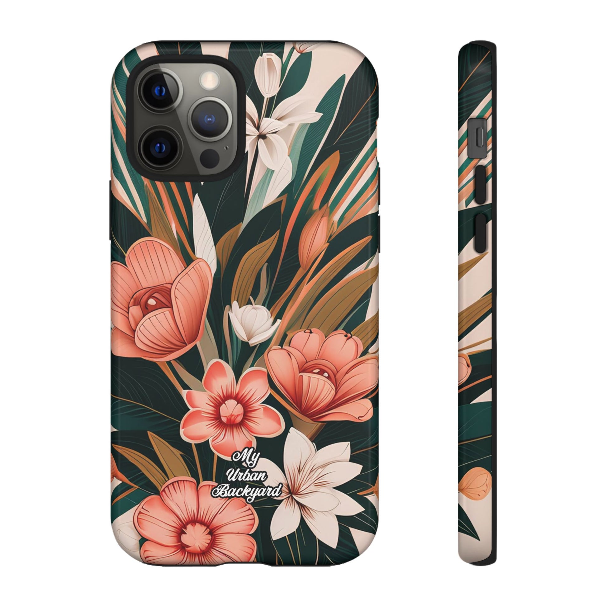 Peach Art Deco Flowers, Cell Phone Case - Apple, Samsung, Google Pixel