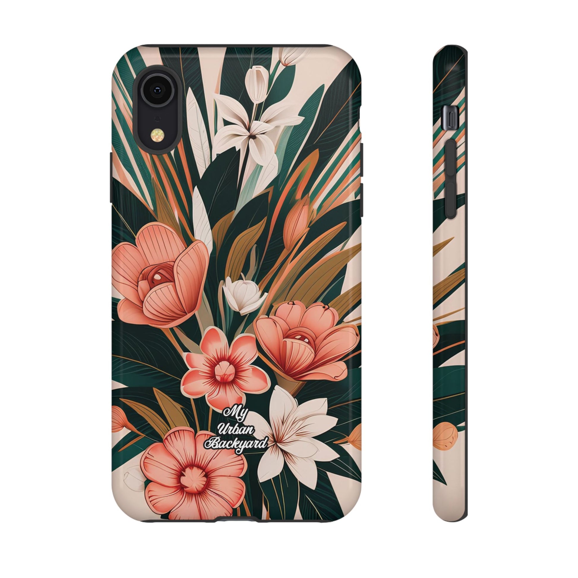 Peach Art Deco Flowers, Cell Phone Case - Apple, Samsung, Google Pixel