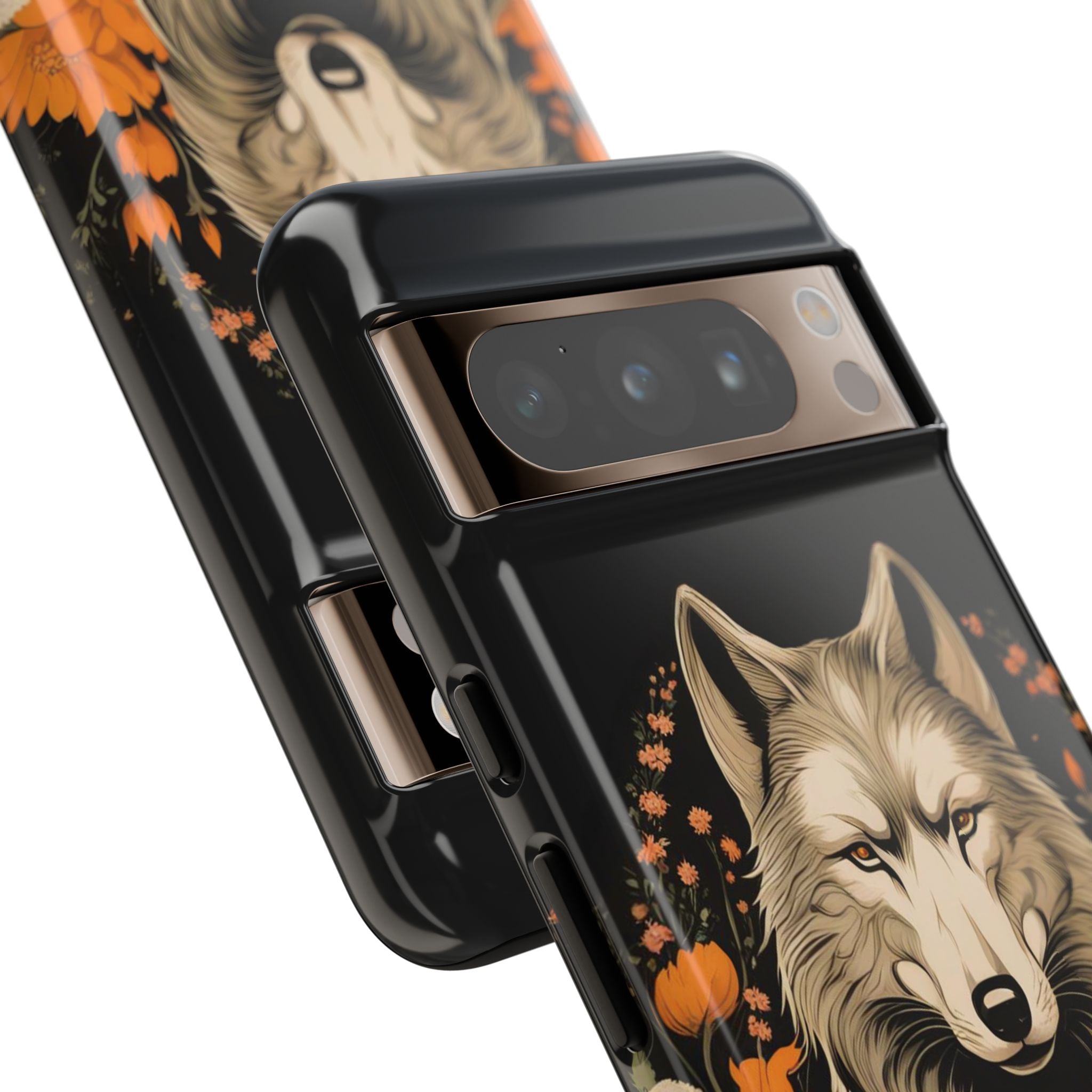 Wolf with Flowers, Animal Cell Phone Case - Apple, Samsung, Google Pixel