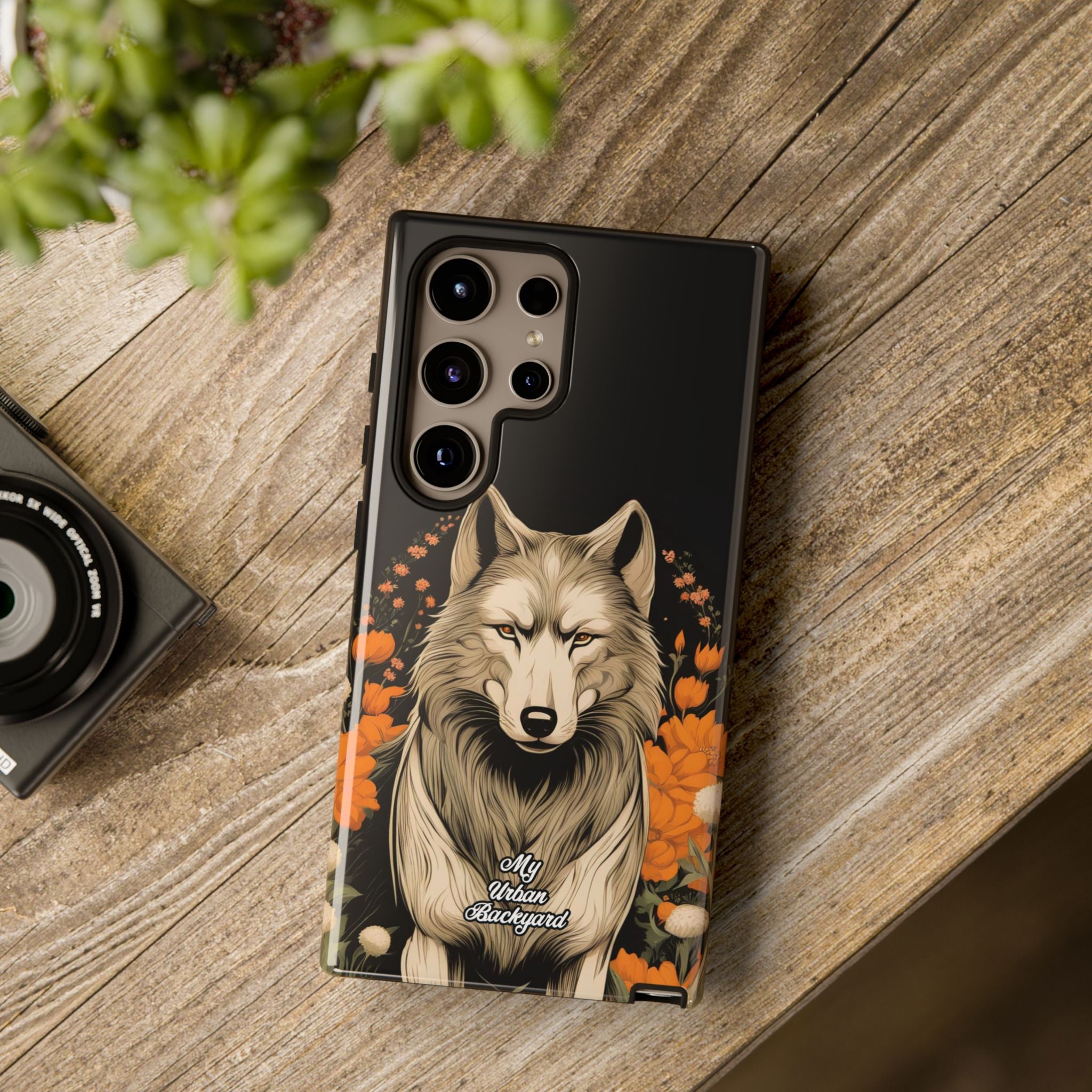 Wolf with Flowers, Animal Cell Phone Case - Apple, Samsung, Google Pixel