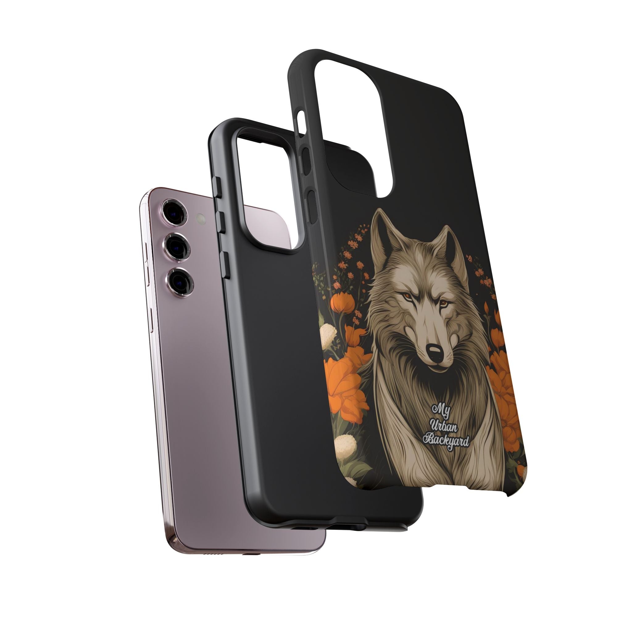Wolf with Flowers, Animal Cell Phone Case - Apple, Samsung, Google Pixel