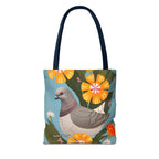 Pigeon and Yellow Flowers Tote Bag with Cotton Handles For Everyday Use, 3 Sizes