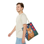 Coyote w Red Flowers Tote Bag with Cotton Handles For Everyday Use, 3 Sizes