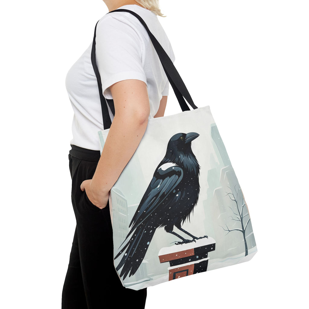 Winter Crow Tote Bag with Cotton Handles For Everyday Use, 3 Sizes