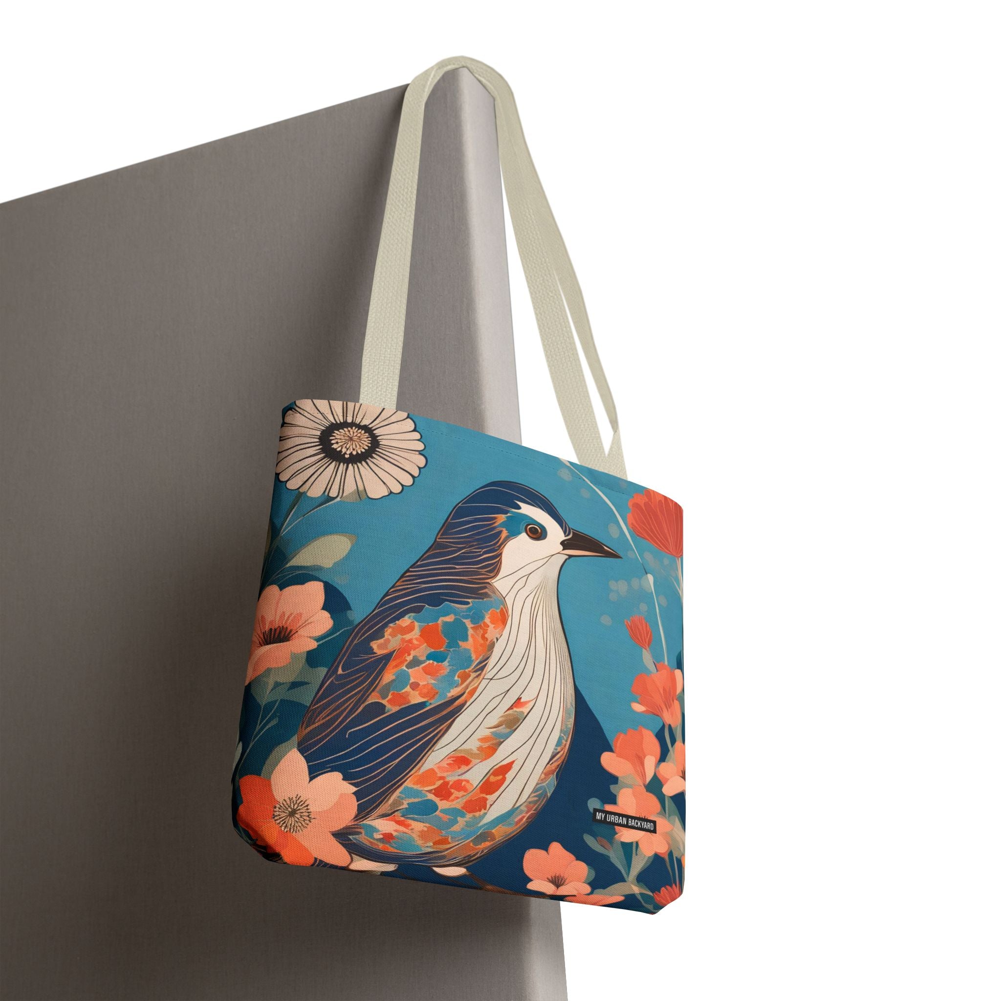 Colorful Bird, Everyday Tote Bag w Cotton Handles
