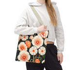 Art Deco Flowers Tote Bag with Cotton Handles For Everyday Use, 3 Sizes