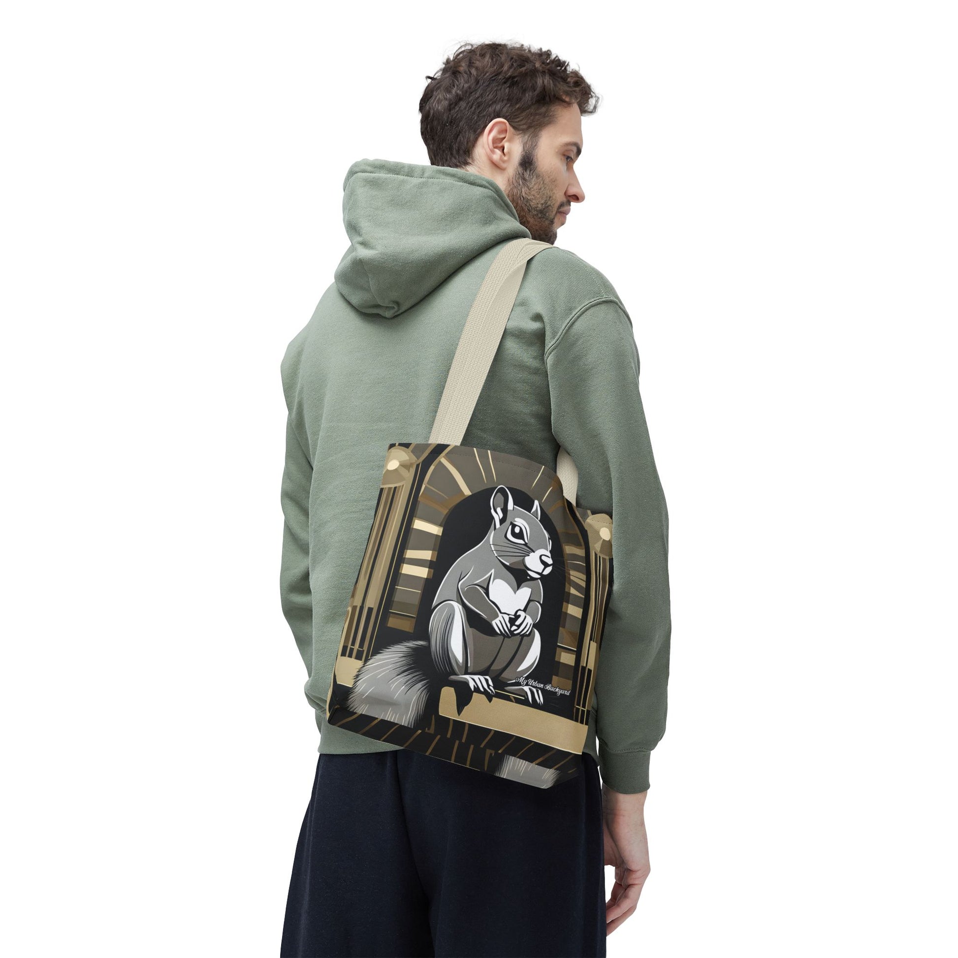Art Deco Squirrel, Tote Bag with Cotton Handles For Everyday Use, 3 Sizes