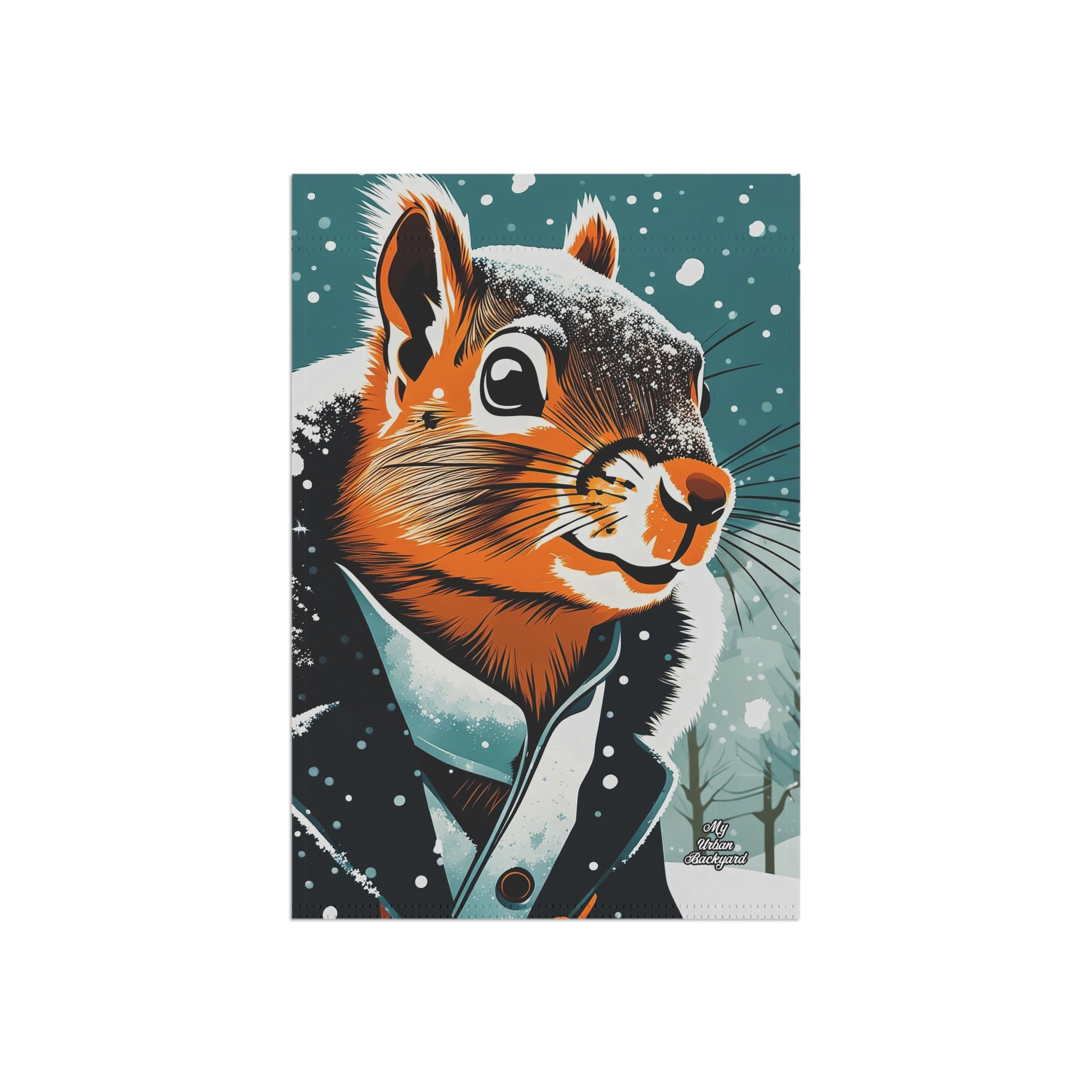 Winter Squirrel Garden Banner, Outdoor Decor, Seasonal Flag, Nature Lover Gift, Holiday Decoration, Home and Garden Decor