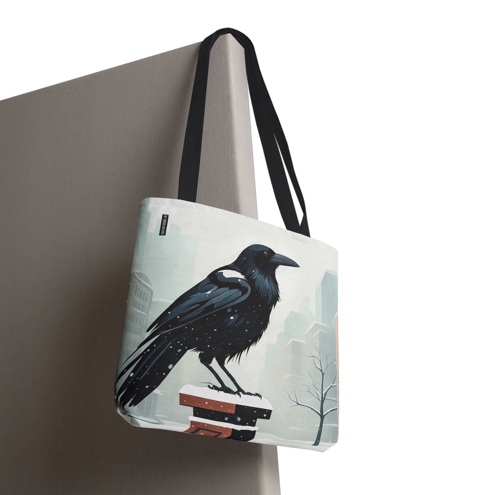 Winter Crow Tote Bag with Cotton Handles For Everyday Use, 3 Sizes
