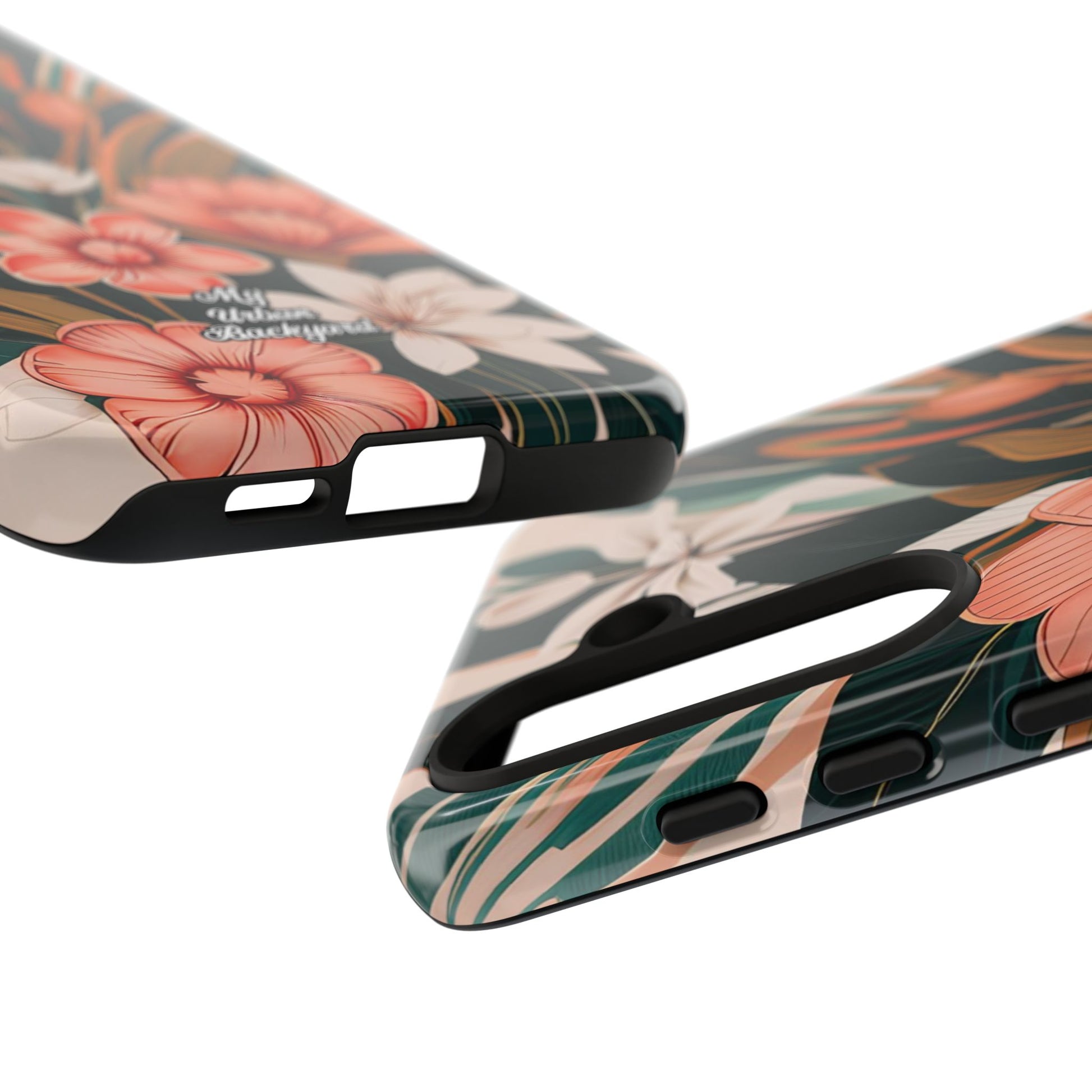Peach Art Deco Flowers, Cell Phone Case - Apple, Samsung, Google Pixel