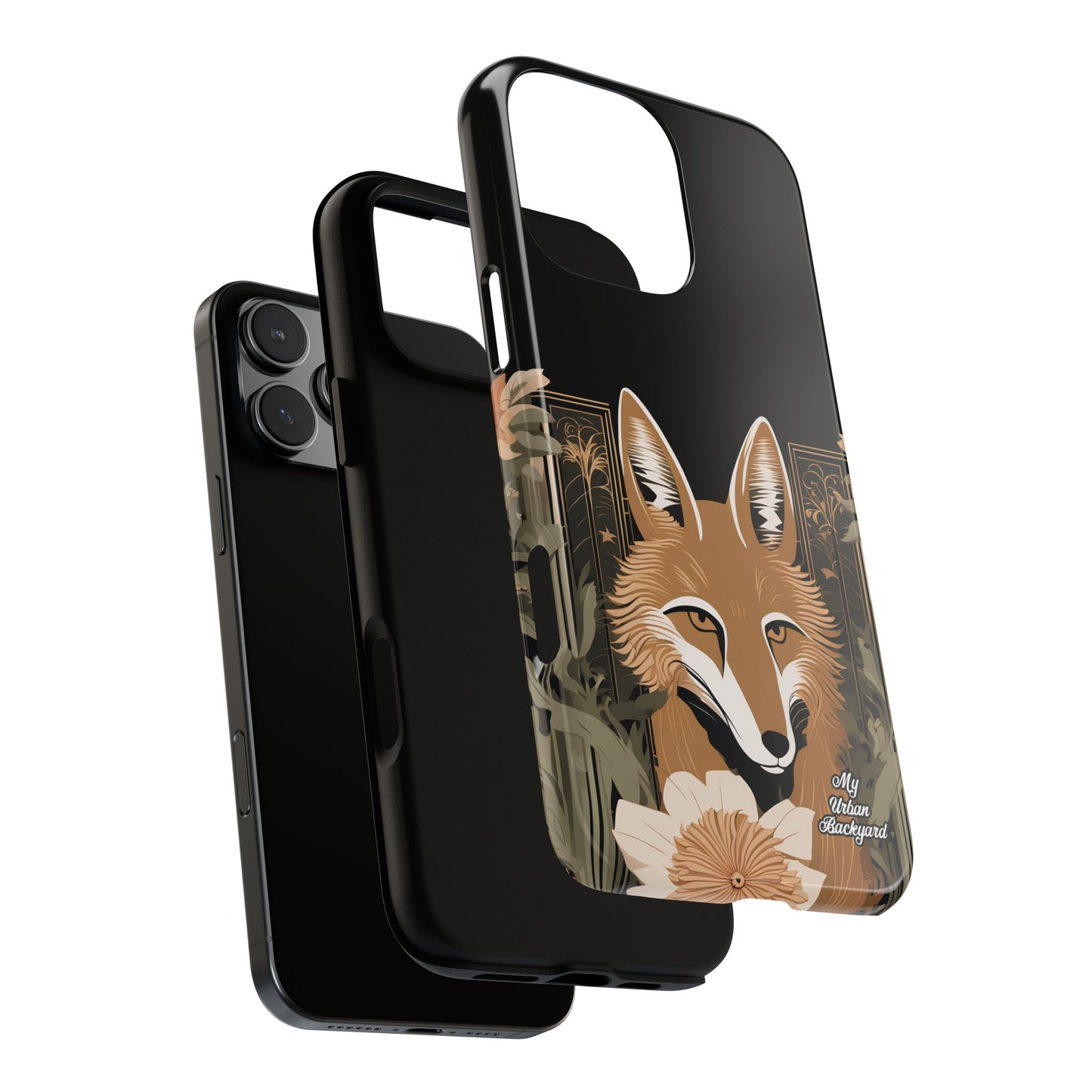 Art Deco Coyote with Flower, Cell Phone Case - Apple, Samsung or Google Pixel