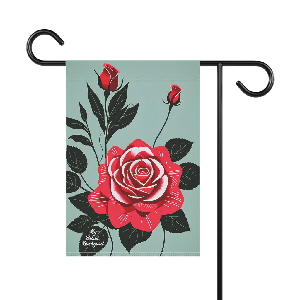 Red Roses, Garden Flag for Yard, Patio, Porch, or Work, 12"x18" - Flag only