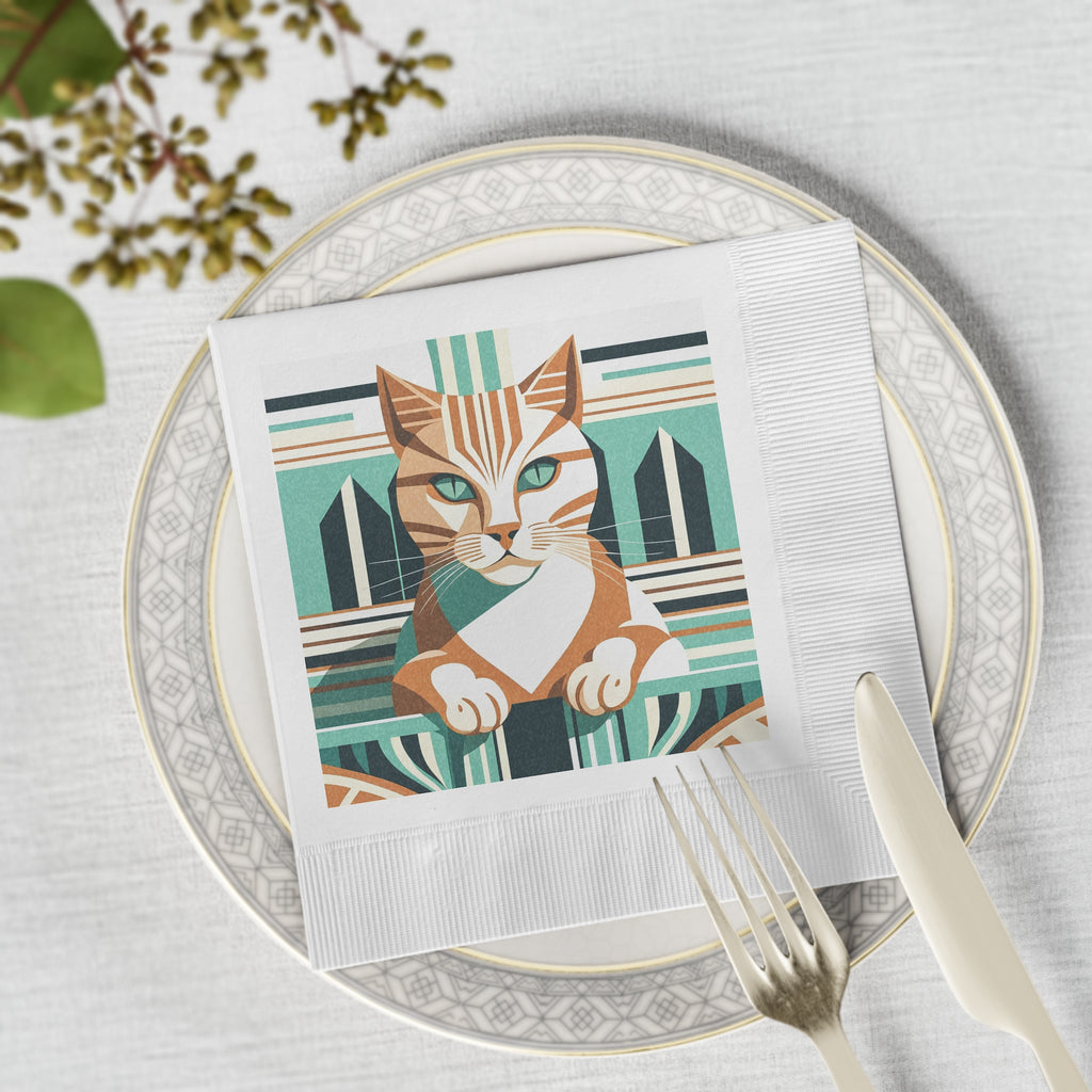 Art Deco Tabby Cat Napkins