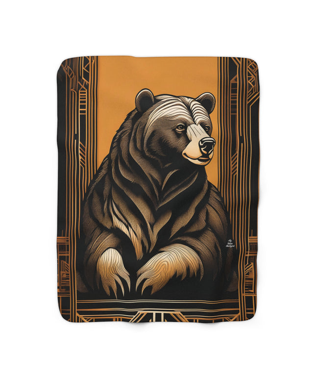 Theo Grizzlyson, Bear Sherpa Fleece Blanket - 50"x60"