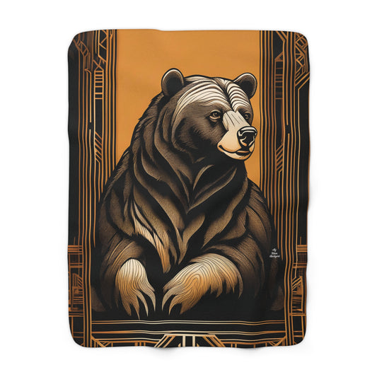 Theo Grizzlyson, Bear Sherpa Fleece Blanket - 50"x60"