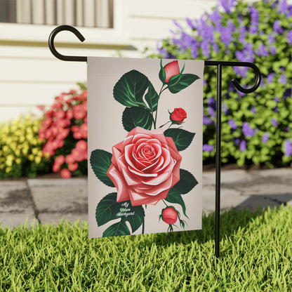 Pink Rose, Garden Flag for Yard, Patio, Porch, or Work, 12"x18" - Flag only