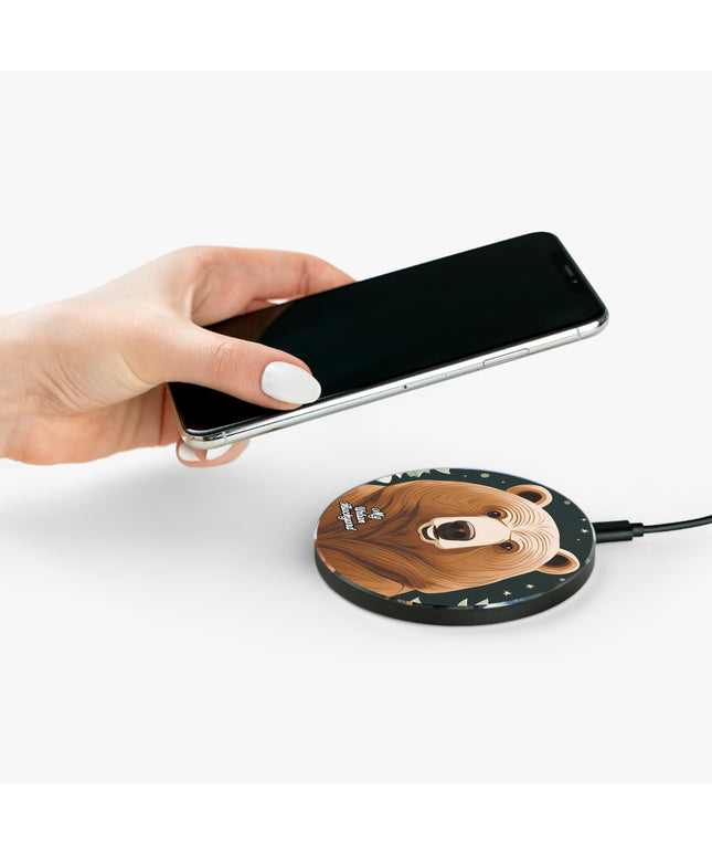 Art Deco Bear, 10W Wireless Charger for iPhone, Android, Earbuds