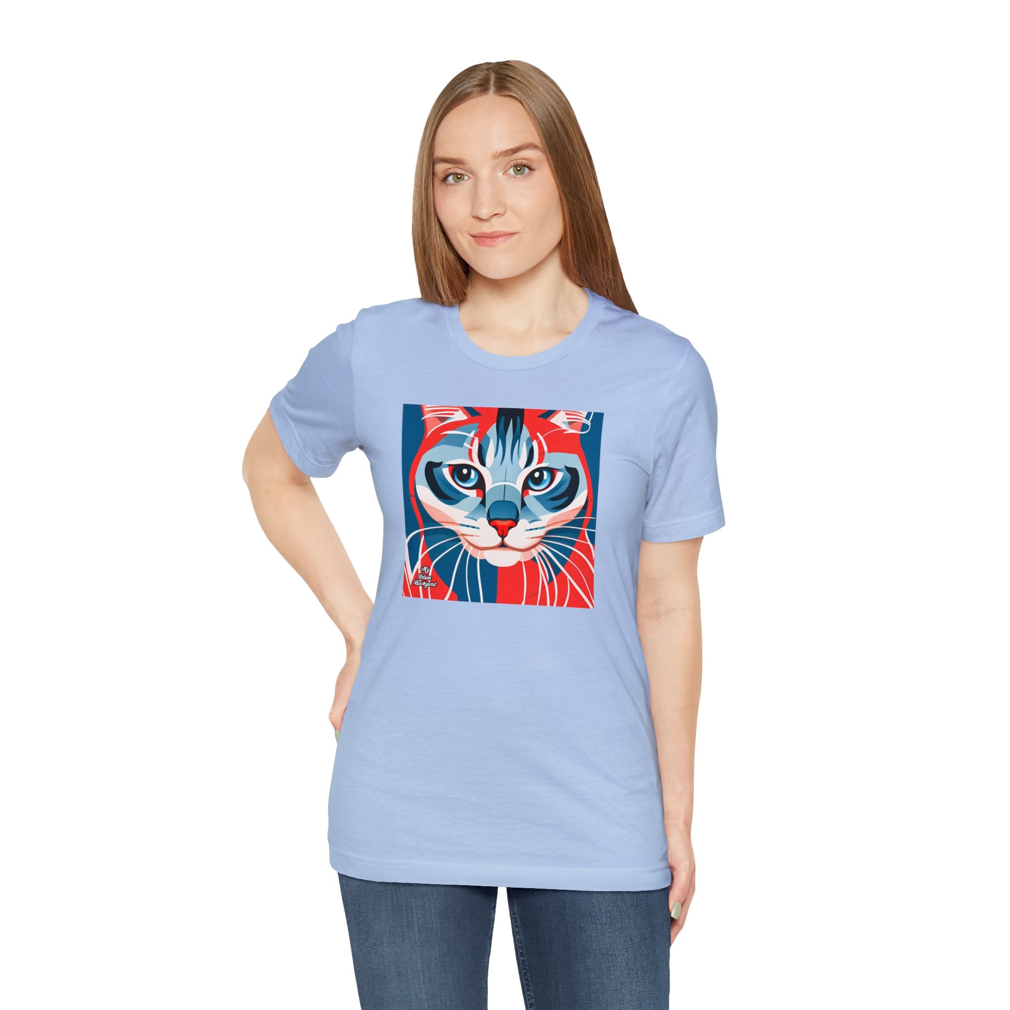 Red White and Blue Cat, Soft 100% Jersey Cotton T-Shirt, Unisex, Short Sleeve, Retail Fit