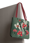 White and Red Wildflowers Tote Bag with Cotton Handles For Everyday Use, 3 Sizes