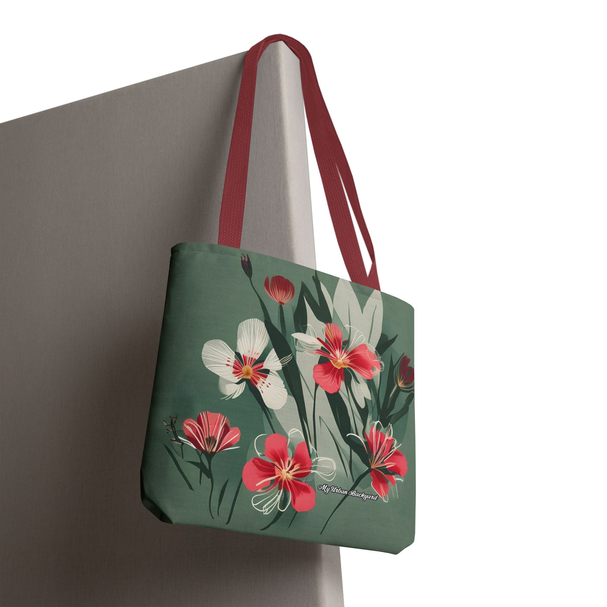 White and Red Wildflowers Tote Bag with Cotton Handles For Everyday Use, 3 Sizes