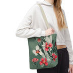 White and Red Wildflowers Tote Bag with Cotton Handles For Everyday Use, 3 Sizes