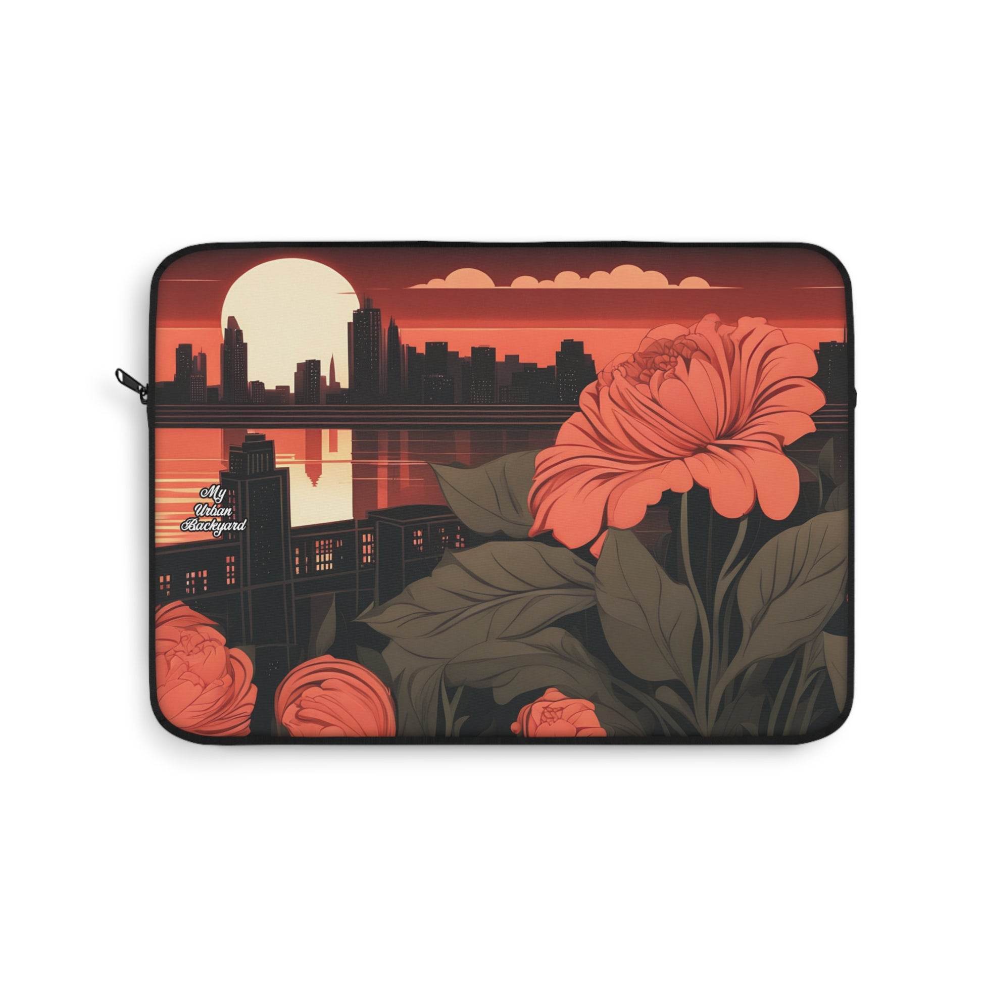 Urban Sunset with Red Flowers, Soft Laptop Sleeve, Perfect for Work or School, Gifts for Graduates, Tech Lover Accessories, 3 Sizes