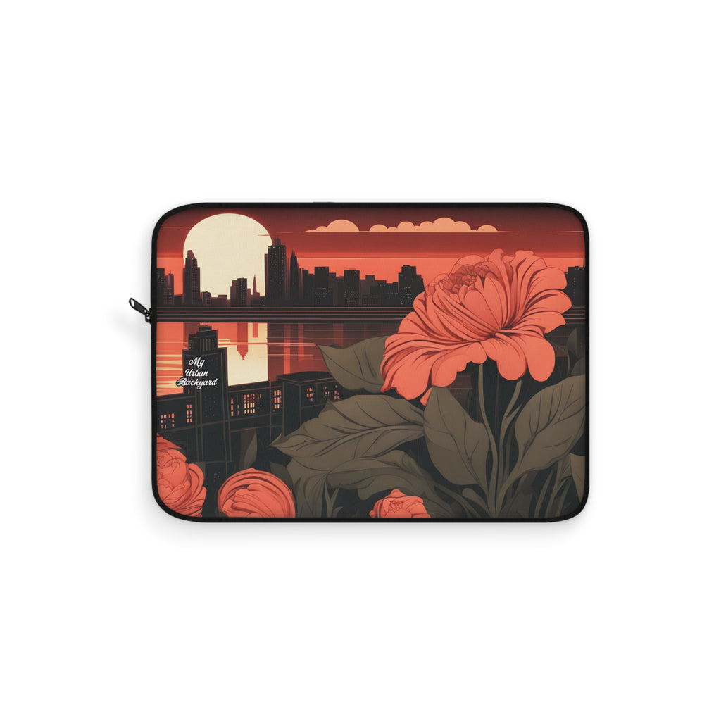 Urban Sunset with Red Flowers, Soft Laptop Sleeve, Perfect for Work or School, Gifts for Graduates, Tech Lover Accessories, 3 Sizes
