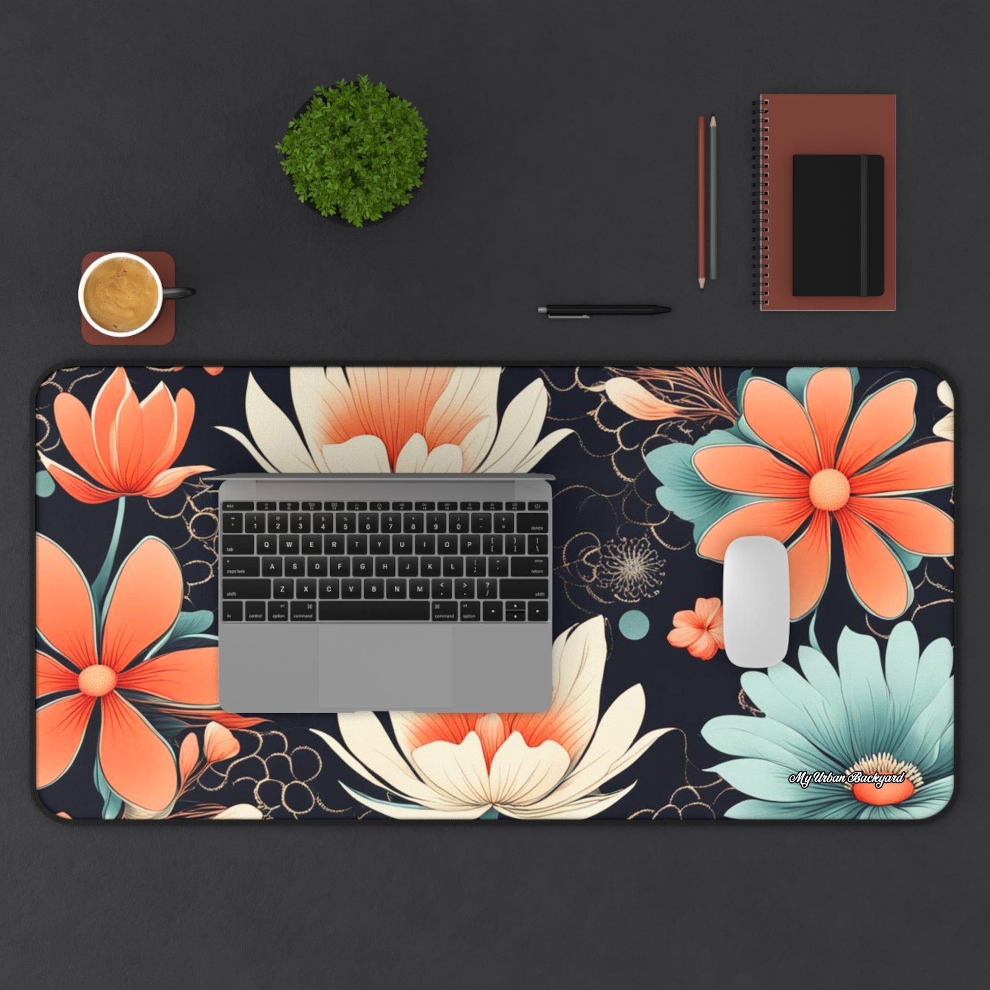 Water Lily Flowers Desk Mat - Colorful Workspace Decor, Great for Home Office, Gift for Students, Unique Mouse Pad, Pretty Desk Accessories, 3 Sizes