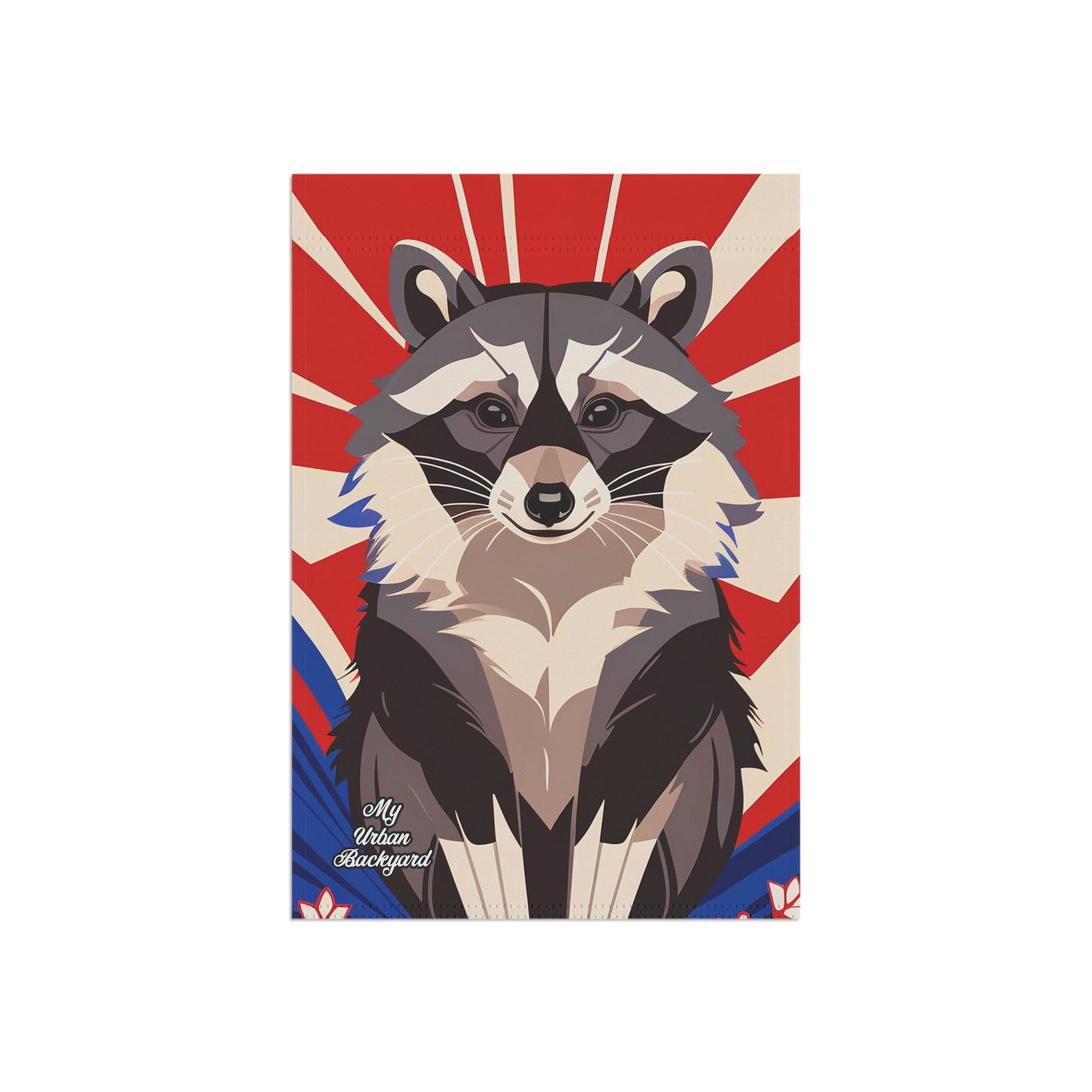 Raccoon on Art Deco Rays, Garden Flag for Yard, Patio, Porch, or Work, 12"x18" - Flag only