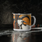 Charming White Goat, Enamel Camping Mug