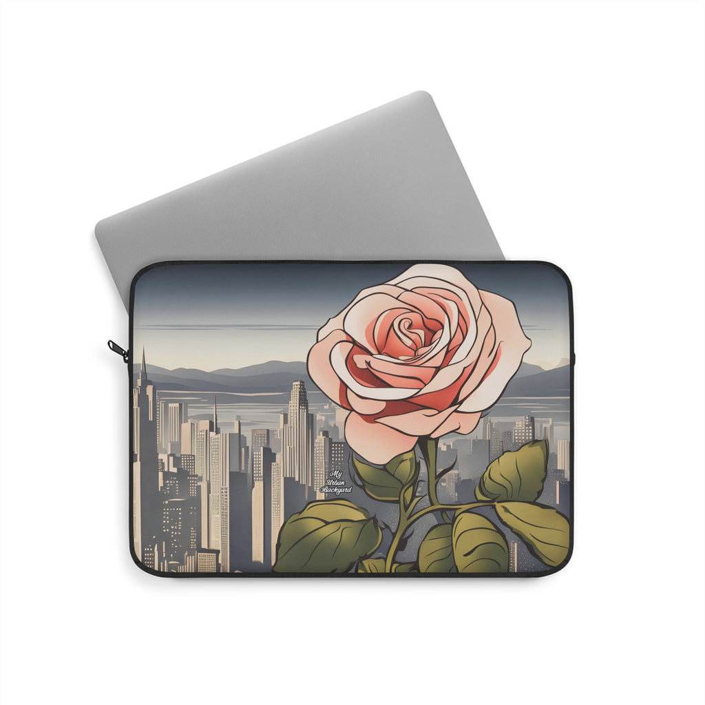 City Rose, Soft Laptop Sleeve, Floral Tech Case, Gift for Students, Home Office Decor, Valentine's Day, 3 Sizes
