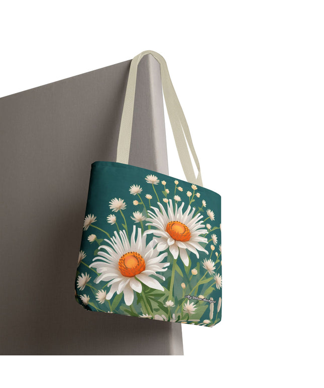 White Flowers Tote Bag with Cotton Handles For Everyday Use, 3 Sizes