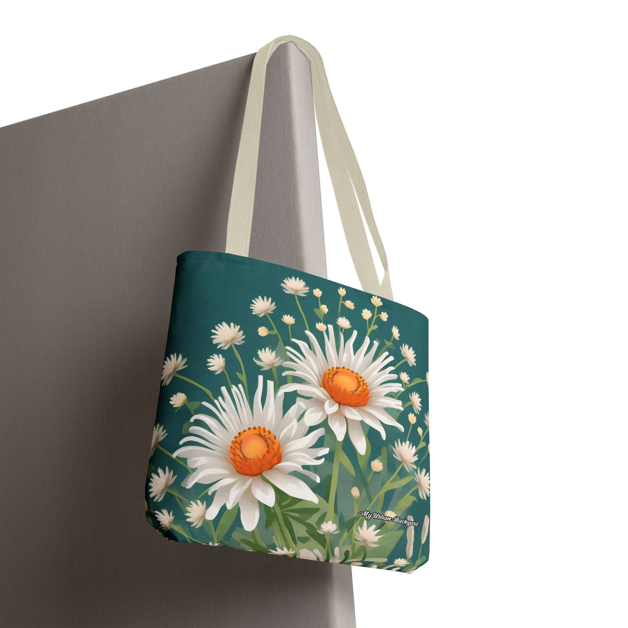 White Flowers Tote Bag with Cotton Handles For Everyday Use, 3 Sizes