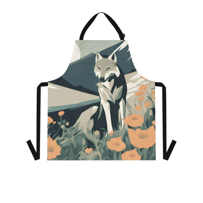 Mountain Wolf, Cooking Apron With Front Pockets