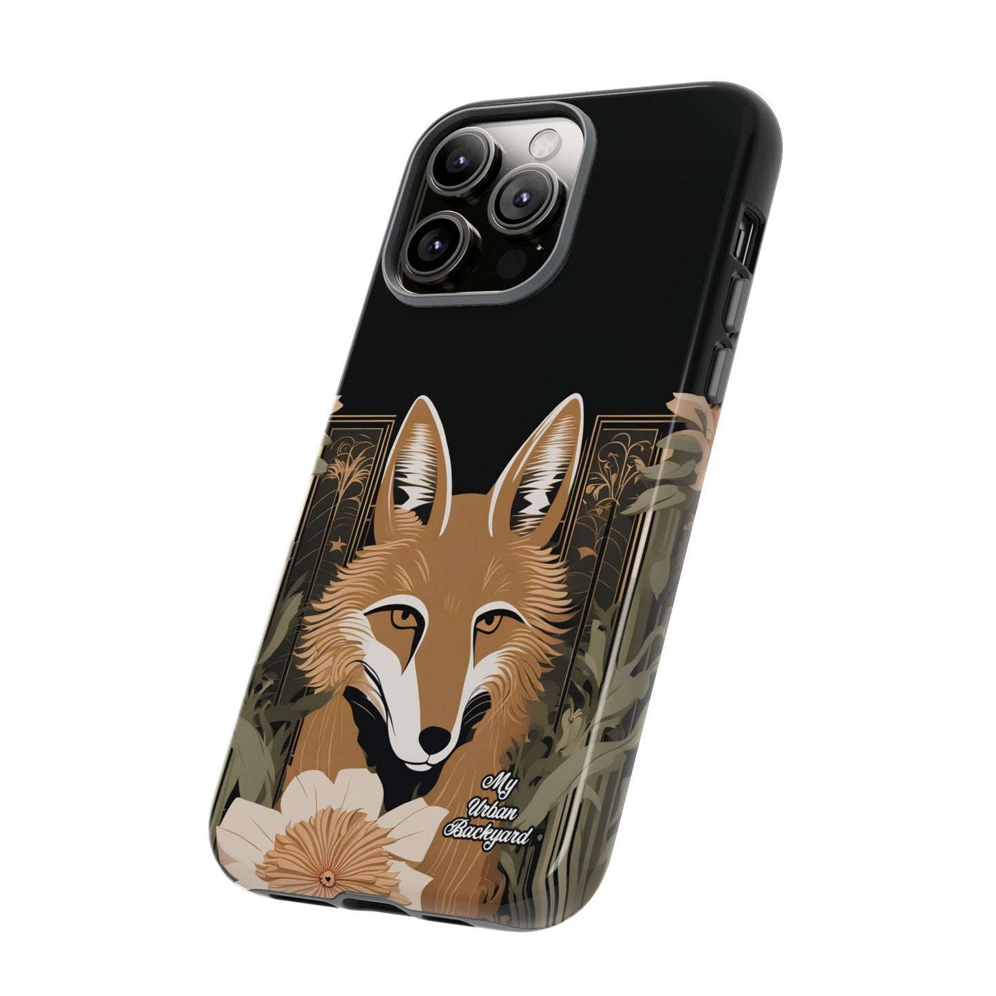 Art Deco Coyote with Flower, Cell Phone Case - Apple, Samsung or Google Pixel