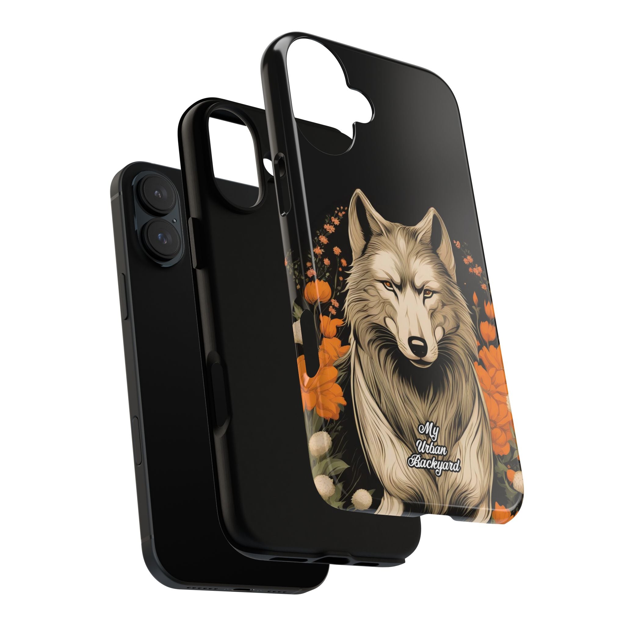Wolf with Flowers, Animal Cell Phone Case - Apple, Samsung, Google Pixel