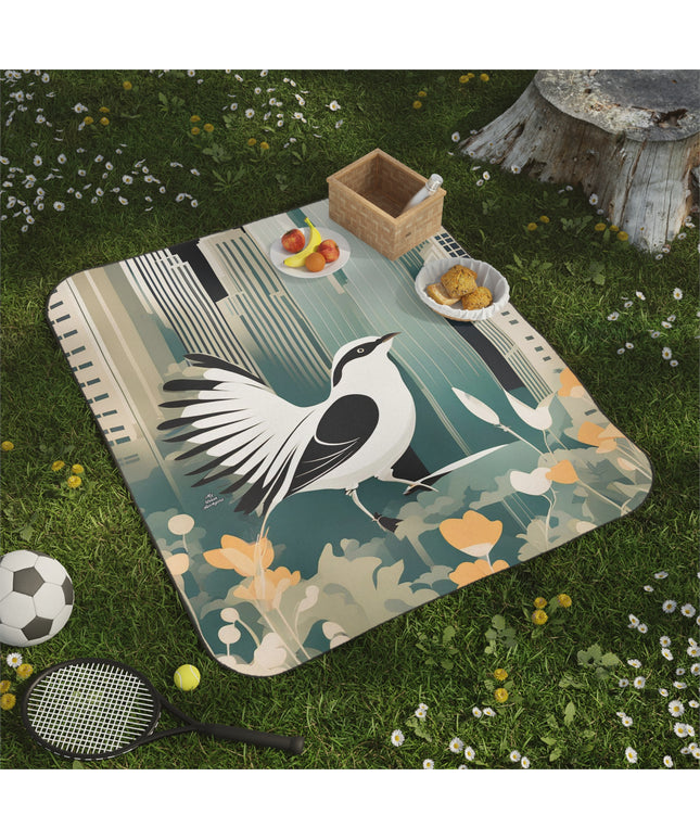 City Bird, Cozy Outdoor Picnic Blanket, Water-Resistant Bottom, 51" × 61"