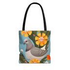Pigeon and Yellow Flowers Tote Bag with Cotton Handles For Everyday Use, 3 Sizes