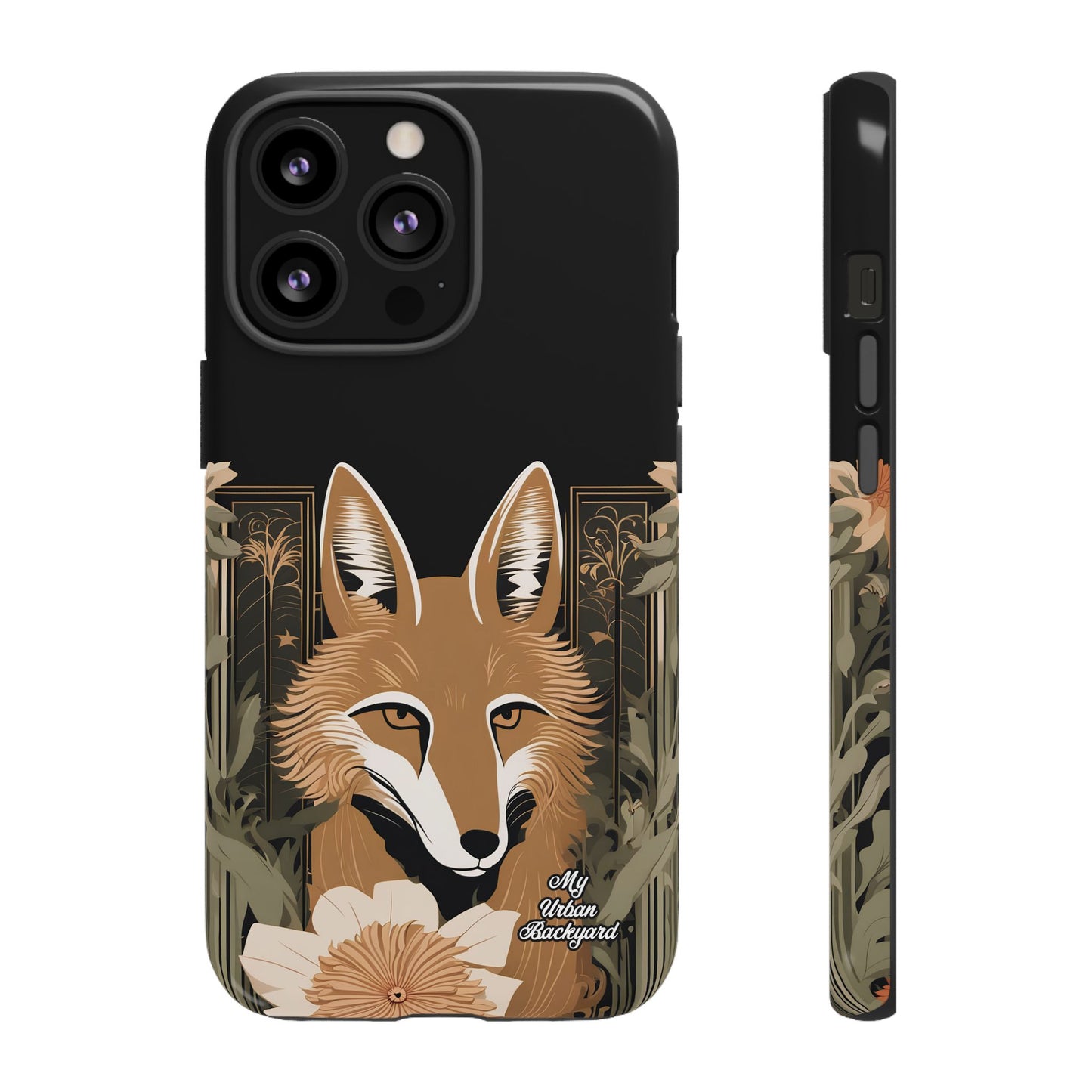 Art Deco Coyote with Flower, Cell Phone Case - Apple, Samsung or Google Pixel