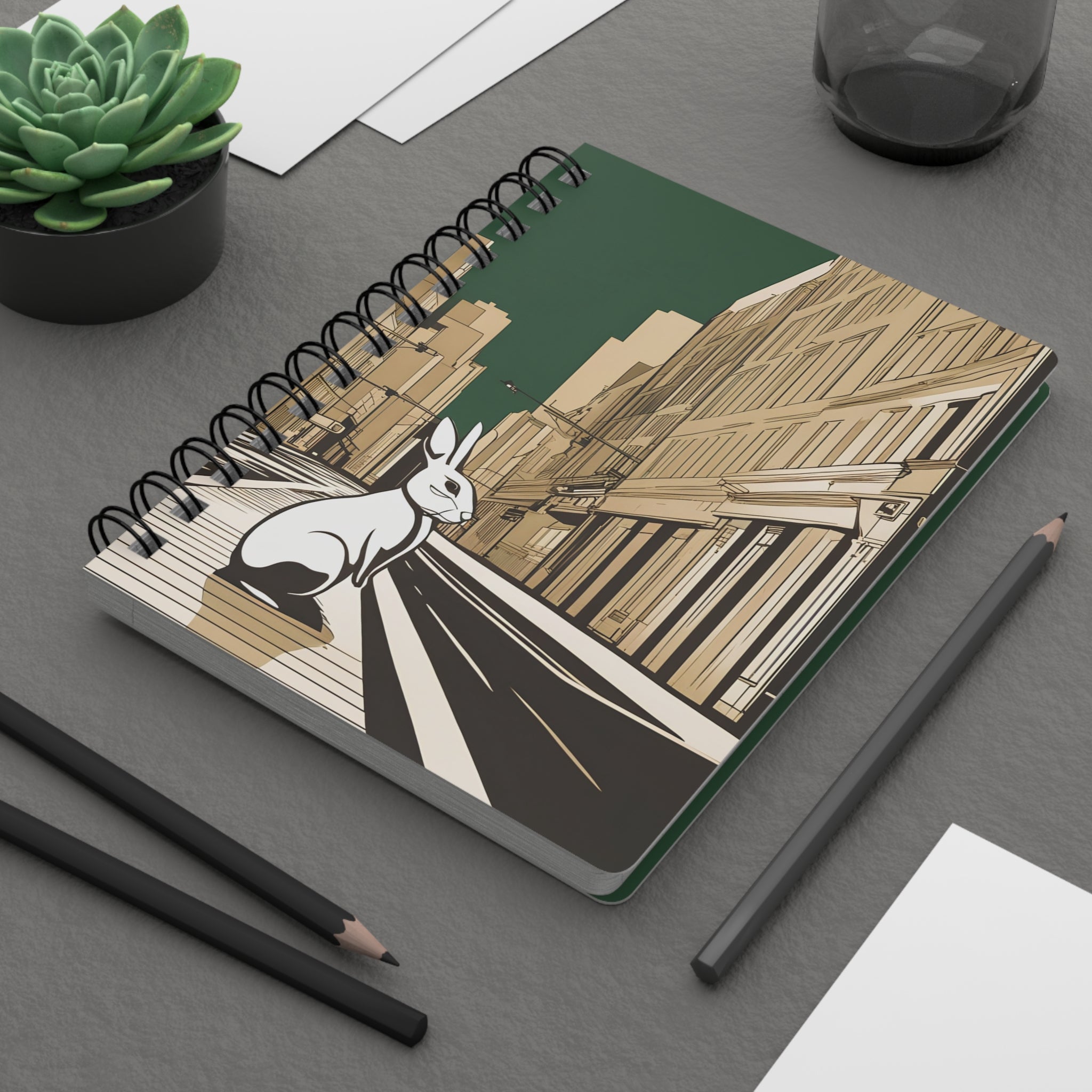 City Street Rabbit Spiral Journal
